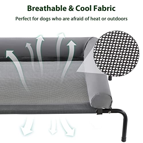 Cooling Elevated Dog Bed for Large Dogs, Waterproof Raised Cot with Headrest, Grey W43220
