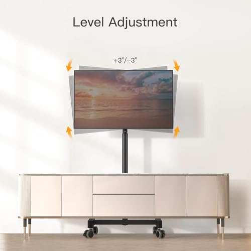 Perlegear Mobile TV Cart, Rolling TV Stand for 13-50 inch TVs, Height Adjustable, Holds 44lbs R956246