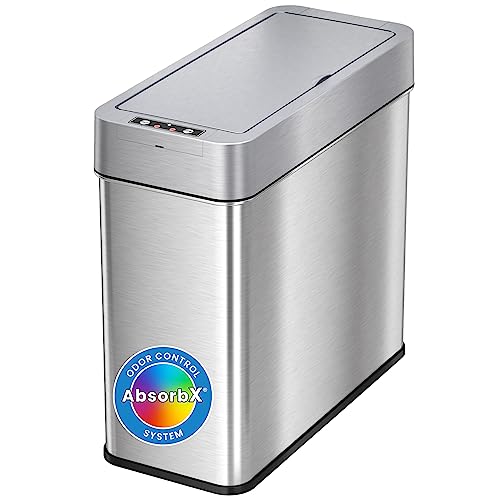 iTouchless 13 Gallon Stainless Steel Automatic Kitchen Trash Can with Lid and Odor Filter G12862