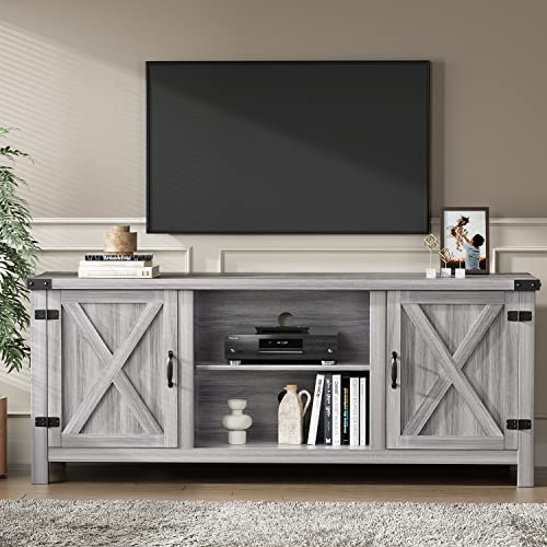 YESHOMY Modern Farmhouse TV Stand for TVs up to 65 Inch, Gray Wash O551446