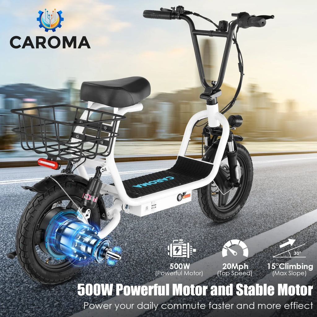 Caroma 500W Electric Scooter with Seat for Adult, 14 inch, 20 MPH F719250