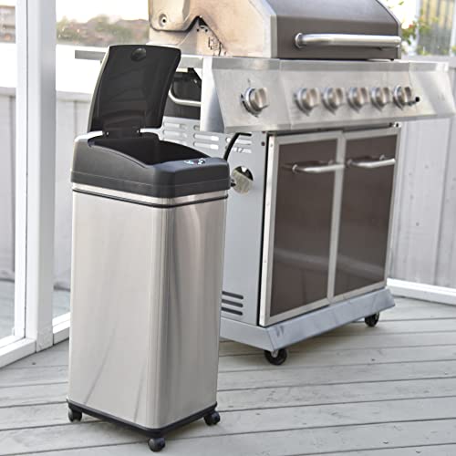 iTouchless 13 Gallon Stainless Steel Automatic Kitchen Trash Can with Lid and Odor Filter G12862