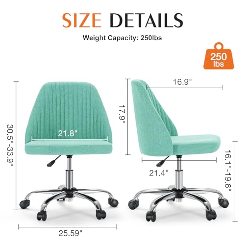 Sweetcrispy Armless Office Chair with Wheels, Adjustable Swivel Task Chair S259576
