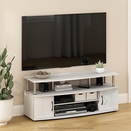 Furinno JAYA Large Entertainment Stand for TV Up to 55 Inch, French Oak Grey/Black V100781