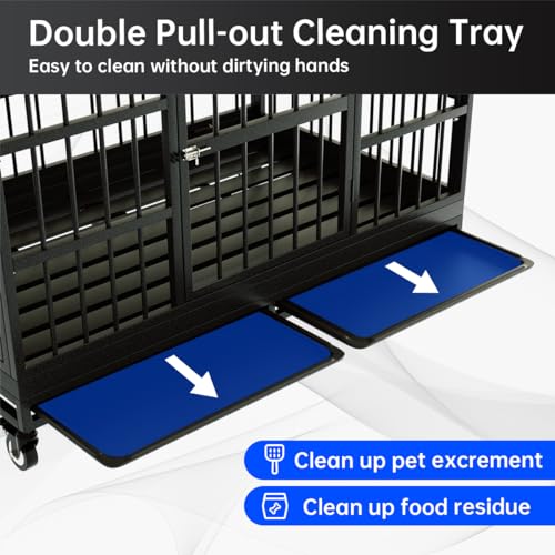 54 Inch Heavy Duty Dog Crate with Wheels for Large Dogs D47062