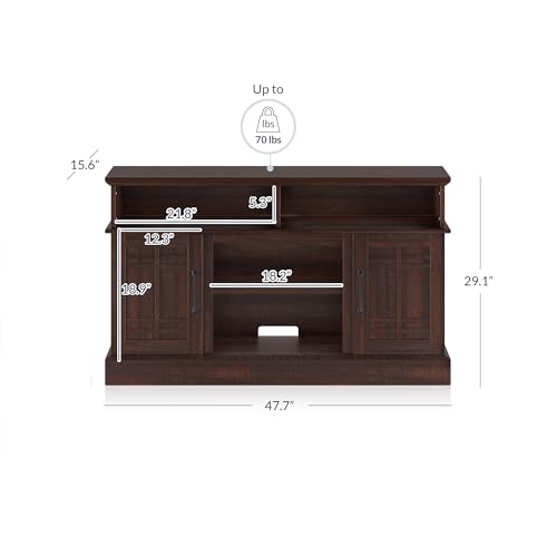 BELLEZE Norrell 48" Farmhouse Wood TV Stand for TVs up to 50 Inch, White R284