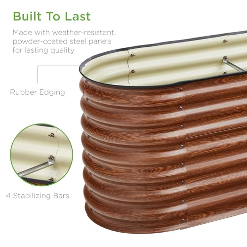 Best Choice Products 8x2x2ft Metal Raised Garden Bed Oval Planter Box for Vegetables, Herbs B5622