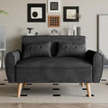 Vongrasig 47" Modern Loveseat Sofa, Mid Century Linen Fabric, Dark Gray O910