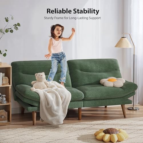 Pipishell Convertible Futon Sofa Bed, 66" Corduroy, Grey L81220