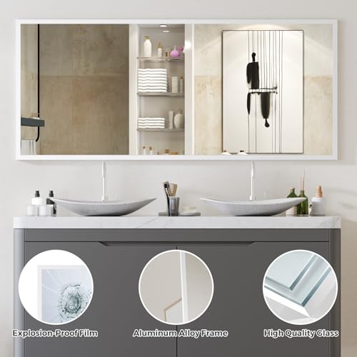 Koonmi Large Full Length Mirror with Stand, Aluminum Alloy Frame, Black G7504