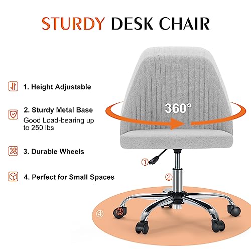Sweetcrispy Armless Office Chair with Wheels, Adjustable Swivel Task Chair S259576