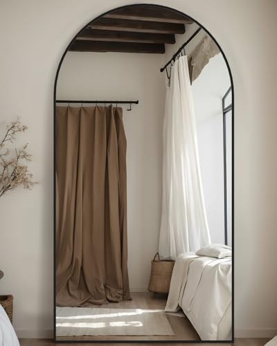 Arched Full Length Floor Mirror 76"x34" Black Freestanding I957