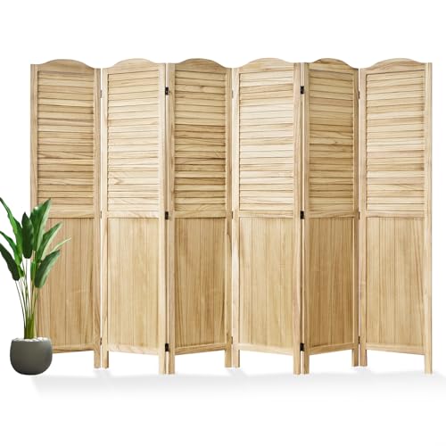 Room Partitions and Dividers, 5.6 Ft Tall Folding Wood Screen, 4 Panels S6959