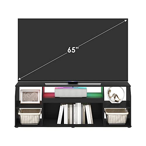 Furinno JAYA Large Entertainment Stand for TV Up to 55 Inch, French Oak Grey/Black V100781
