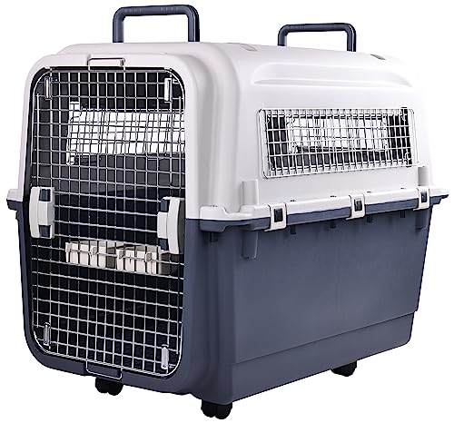 Plastic Dog Crate with Rolling Wheels, Airline Approved, Medium S135464
