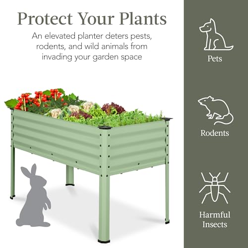 Best Choice Products 48x24x30in Galvanized Raised Garden Bed, Metal Elevated Planter Box, Dark Green S888804