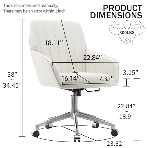 Velvet Home Office Chair with Gold Base, Swivel Desk Chair with Wheels (Cream) Z435471