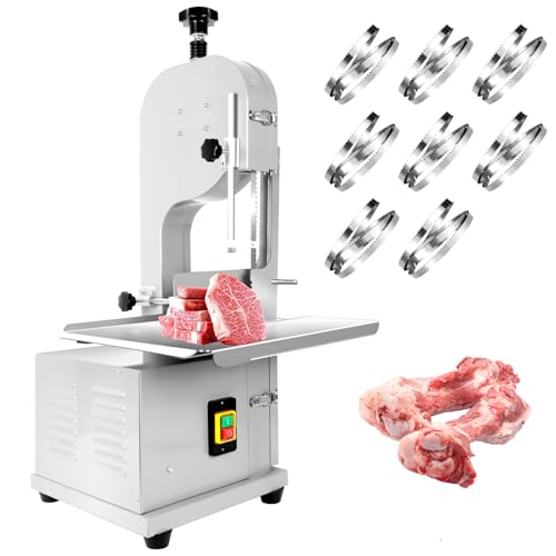 2000W Commercial Bandsaw Machine, 20x16" Stainless Table, 0.04-8" Cutting Thickness, Electric Bone Saw Machine with 8 Blades, Frozen Meat Cutter for Rib Pork Beef
