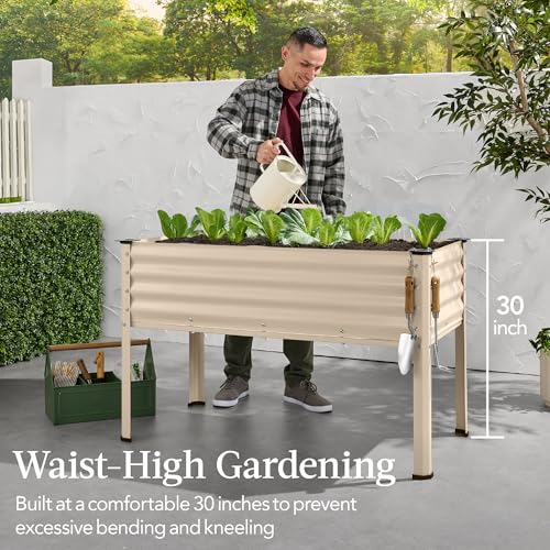Best Choice Products 48x24x30in Galvanized Raised Garden Bed, Metal Elevated Planter Box, Dark Green S888804
