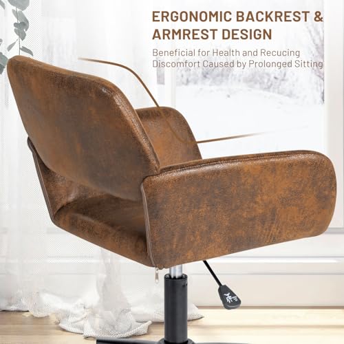 FurnitureR Fabric Upholstered Office Chair with Wheels, Adjustable Mid Back, Beige O766754