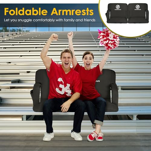 HOPERAN Stadium Seat with Back Support, Half-fold Portable Bleacher Chair, 600D Waterproof Q105351