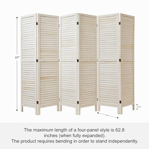 Room Partitions and Dividers, 5.6 Ft Tall Folding Wood Screen, 4 Panels S6959