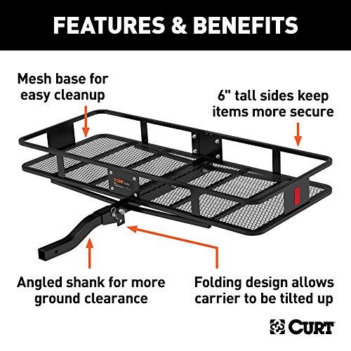 CURT 18153 60 x 24-Inch Hitch Cargo Carrier, 500 lbs Capacity, Black Steel Z590363
