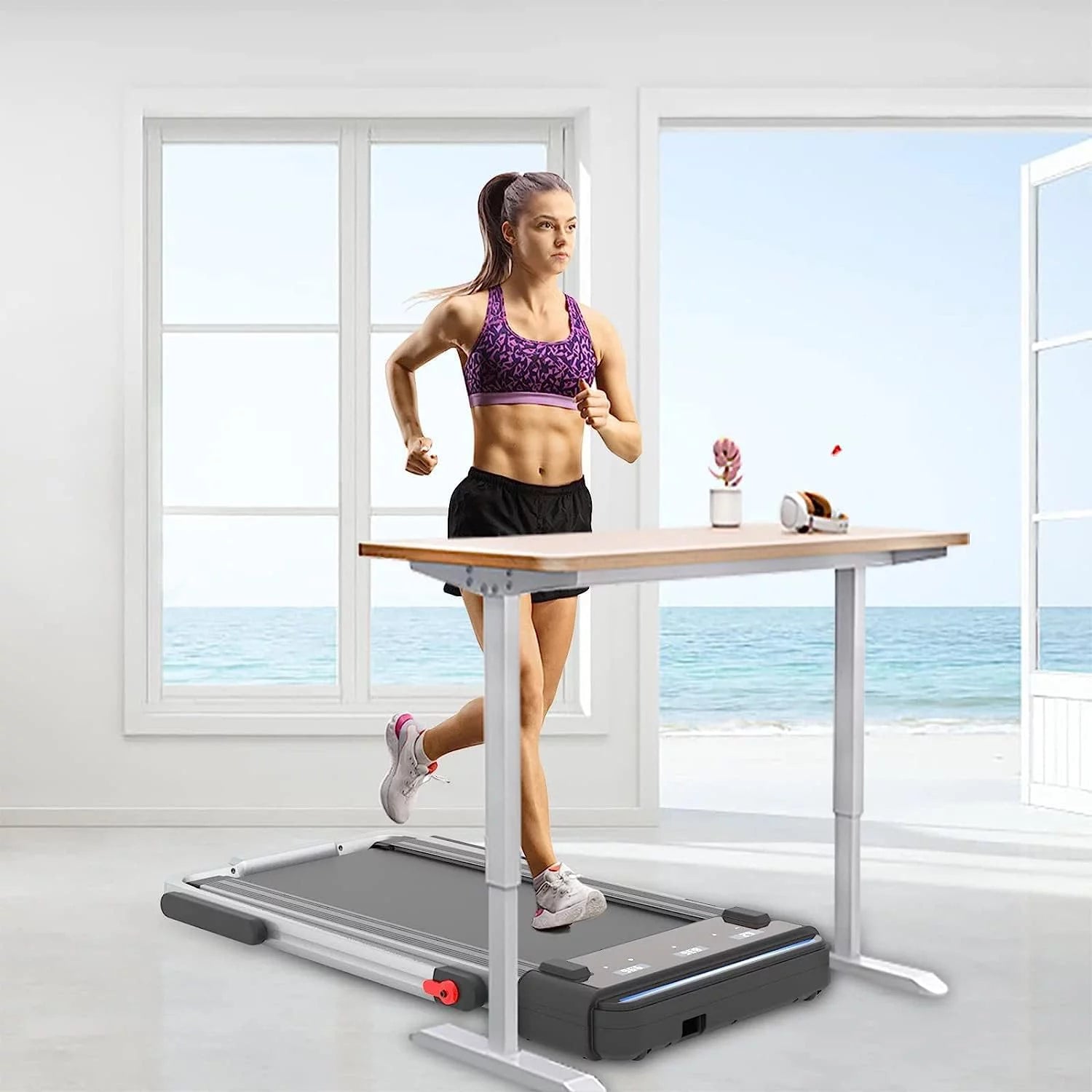 Under Desk Treadmill 2 in 1 Folding Portable Walking Electric with Remote Control S2694