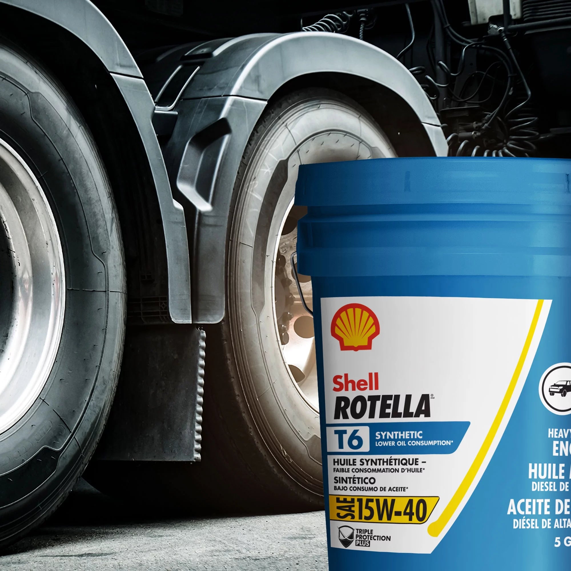 Shell Rotella T6 Full Synthetic 15W-40 Diesel Engine Oil 5 Gallon H90171