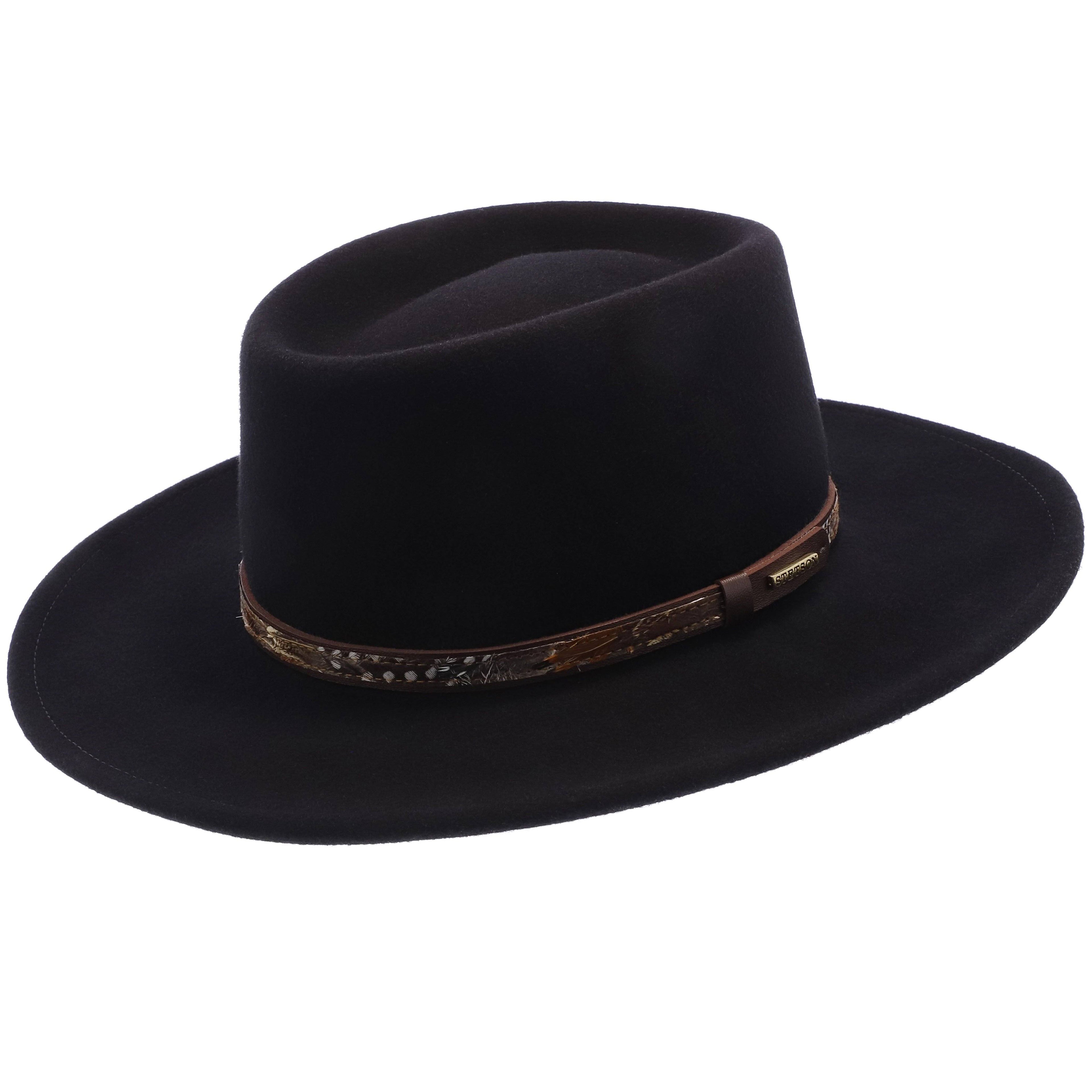 Stetson Kelso - Crushable Gambler Hat Black - Medium Wool Felt - Megean