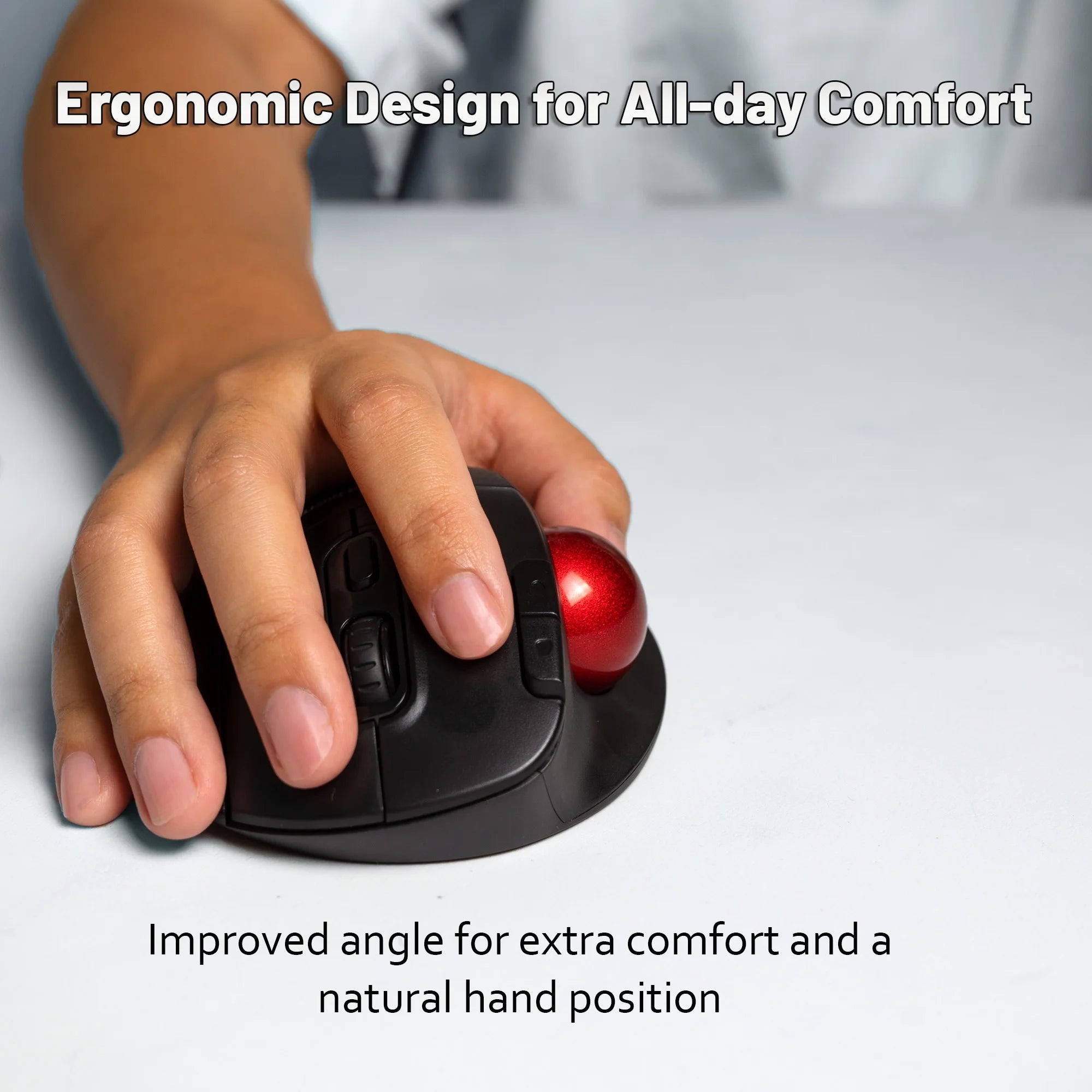 Wireless Ergonomic Trackball Mouse with Thumb Control by J-Tech Digital B856