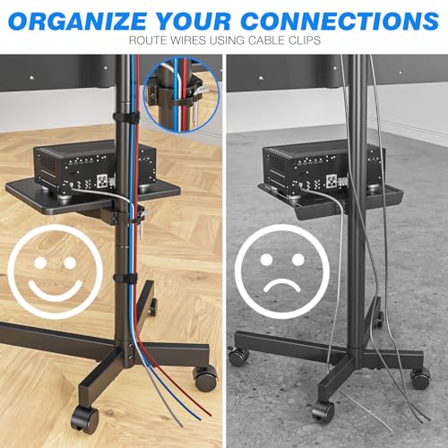 Rfiver Mobile TV Cart for 23-60 Inch LCD LED Flat Panel Curved Screen TVs, Height Adjustable Rolling Stand, Max VESA 400x400mm N1572