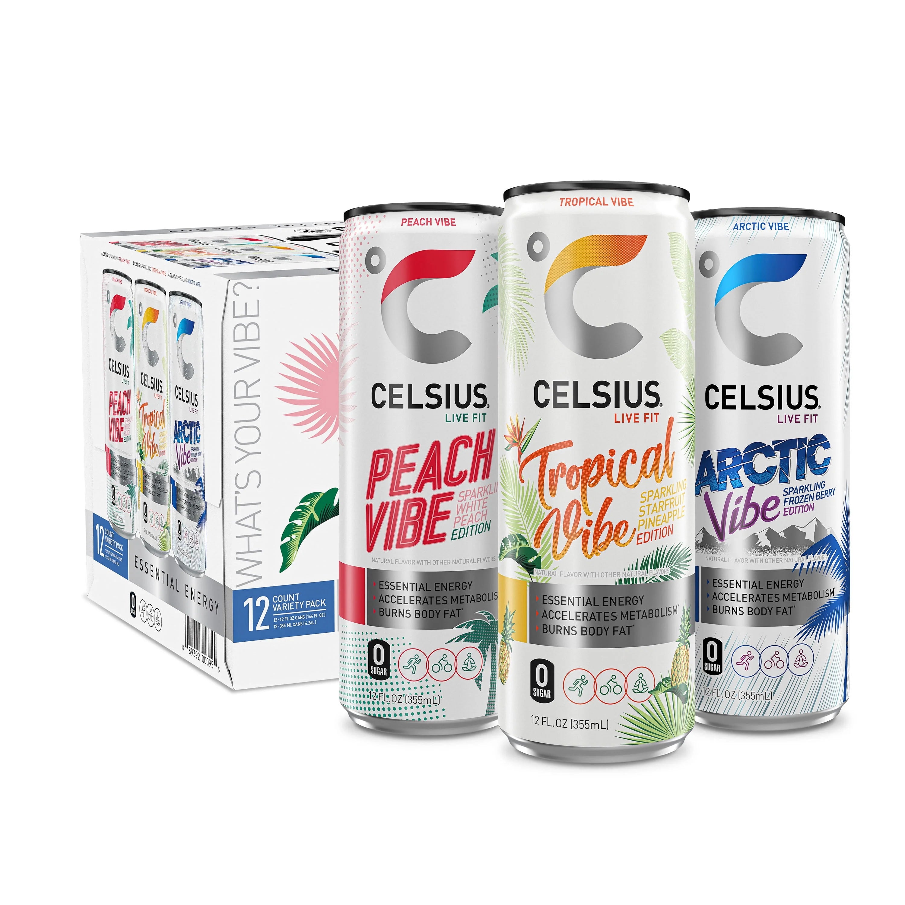 CELSIUS Sparkling Space Variety Pack, Functional Energy Drink, 12 fl oz, 12-Pack T823