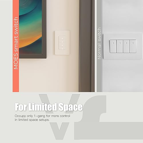 MOES Zigbee Smart Switch, No Neutral Wire, Single Pole, Works with Alexa & Google Assistant V385606