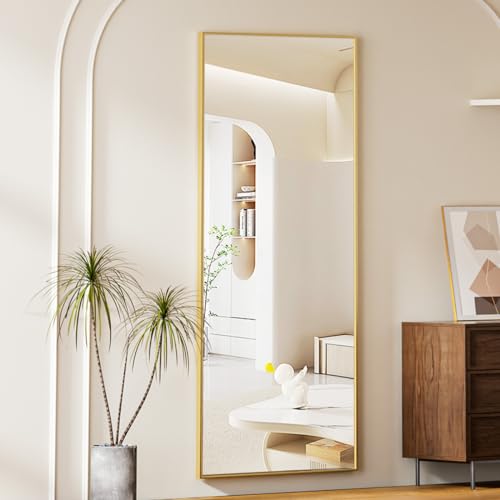 Koonmi Large Full Length Mirror with Stand, Aluminum Alloy Frame, Black G7504