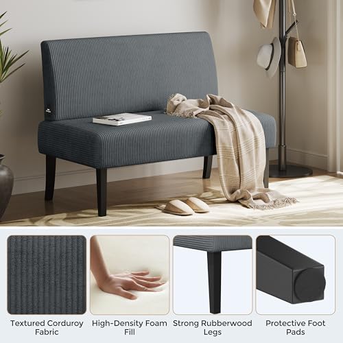 Yaheetech Small Mini Sofa Couch Armless Loveseat Futon Corduroy Beige M329389