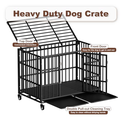 54 Inch Heavy Duty Dog Crate with Wheels for Large Dogs D47062