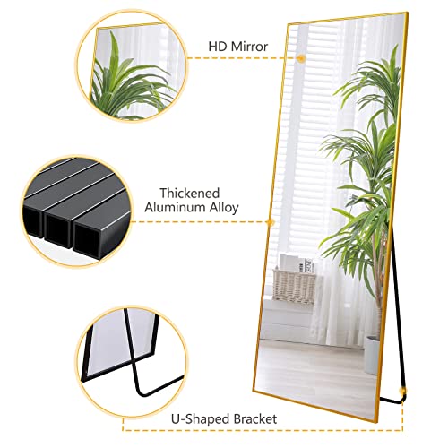 WIIS' IDEA Full Length Mirror with Stand, 59"x16" Floor Mirror, Black O584483