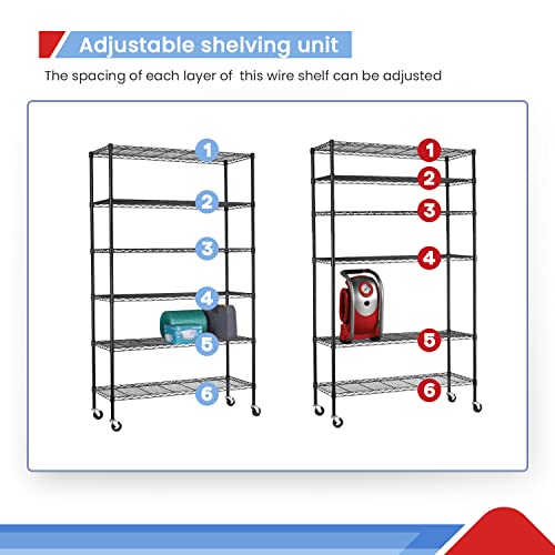 4 Tier NSF Wire Shelving Unit Heavy Duty Steel Storage Rack, Black X19089