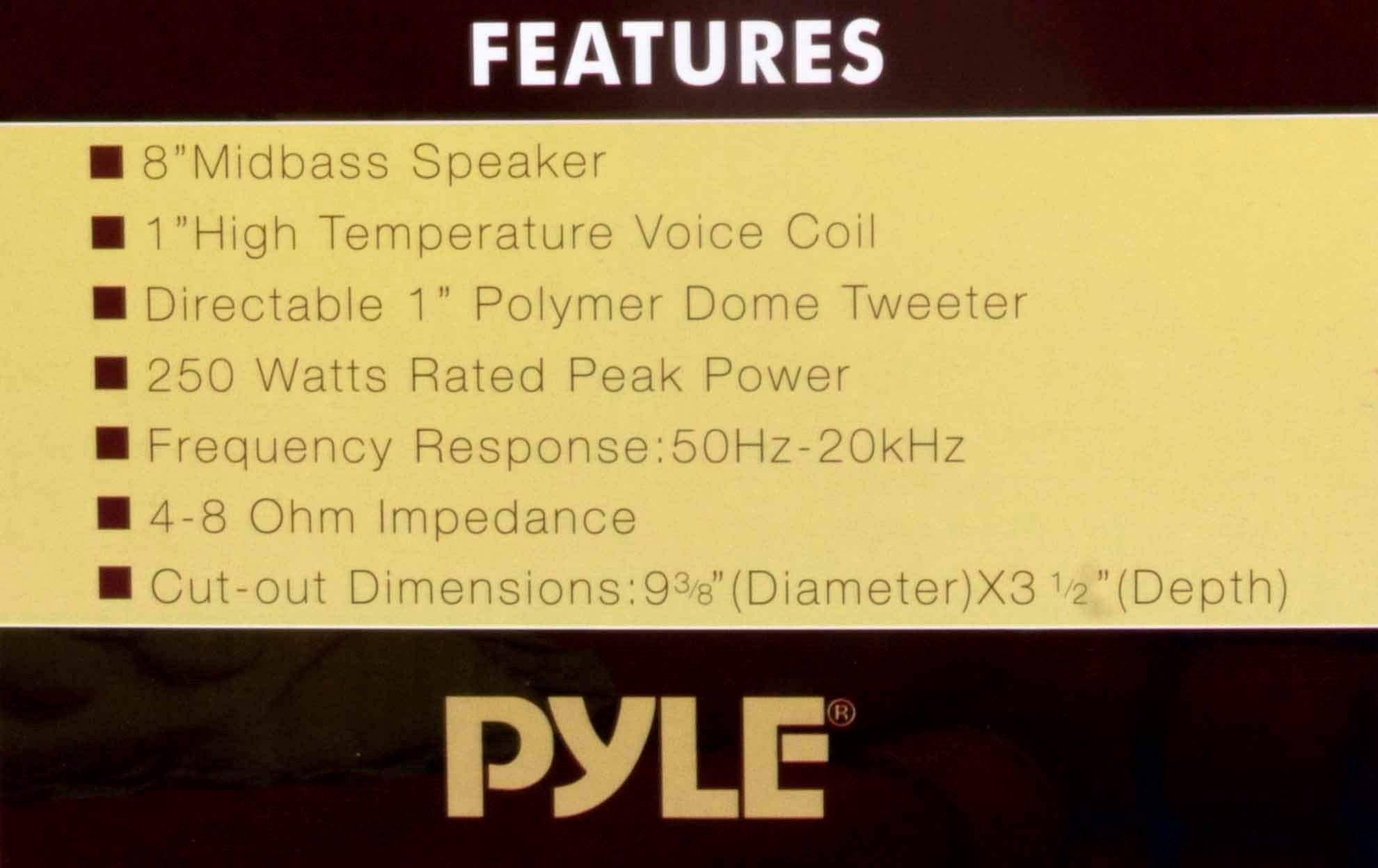 Pyle Pdic81rd 8x22 1000W Round Wall and Ceiling Speakers 2 Pair F161