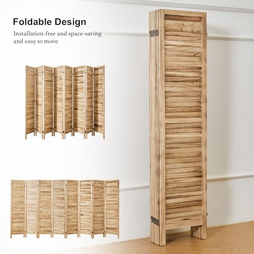 Room Partitions and Dividers, 5.6 Ft Tall Folding Wood Screen, 4 Panels S6959