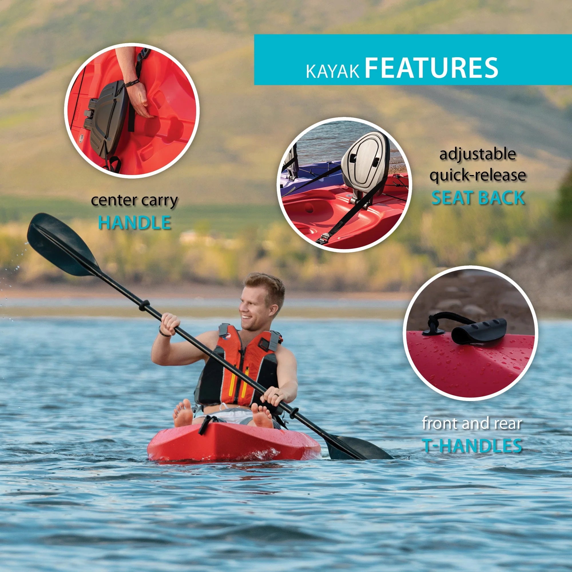 Lifetime Daylite 8 ft Sit-on-Top Kayak, Red H51700