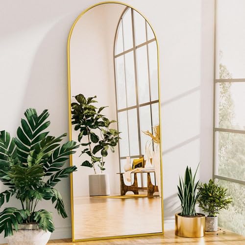 Arched Full Length Floor Mirror 76"x34" Black Freestanding I957