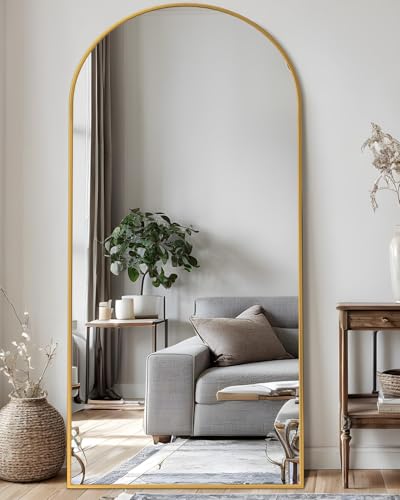 Arched Full Length Floor Mirror 76"x34" Black Freestanding I957