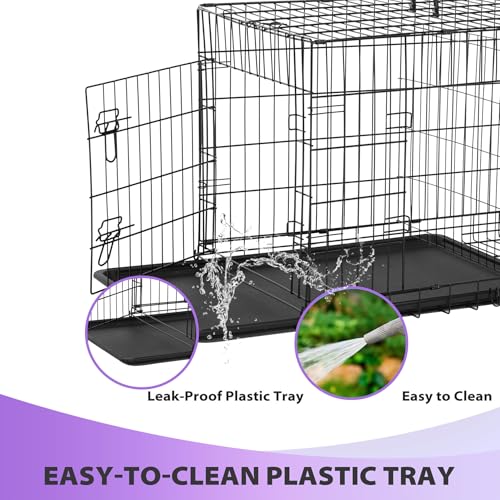 BestPet 42 Inch Folding Metal Wire Dog Crate with Double-Door and Removable Tray O49217