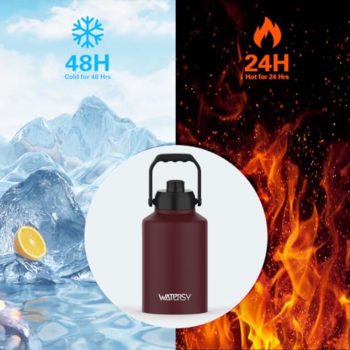 128oz Insulated Stainless Steel Water Bottle with Handle, Black W803