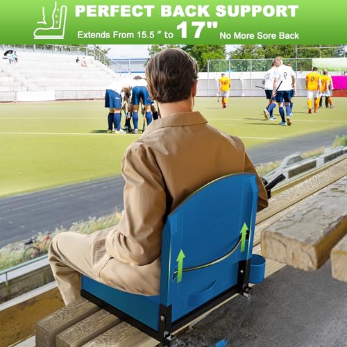 Stadium Seat with Back Support, Portable Bleacher Seat, Black V308