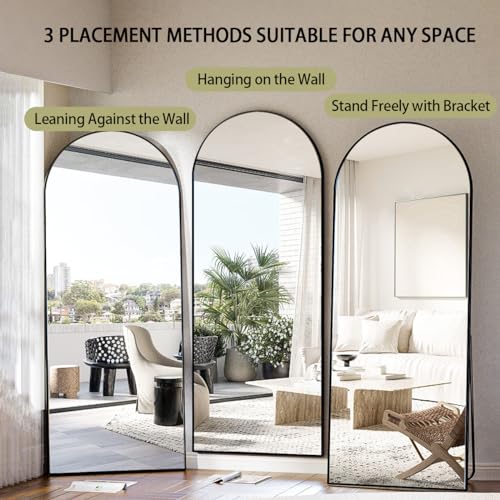 BEAUTYPEAK 65"x24" Arched Full Length Floor Mirror, Black D361