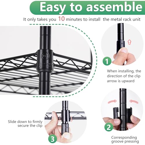 4 Tier NSF Wire Shelving Unit Heavy Duty Steel Storage Rack, Black X19089