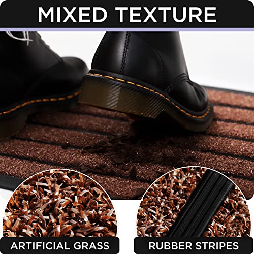 ubdyo Extra Durable Door Mat Non-Slip Outdoor Entrance 30" x 17" Bright Brown W5648